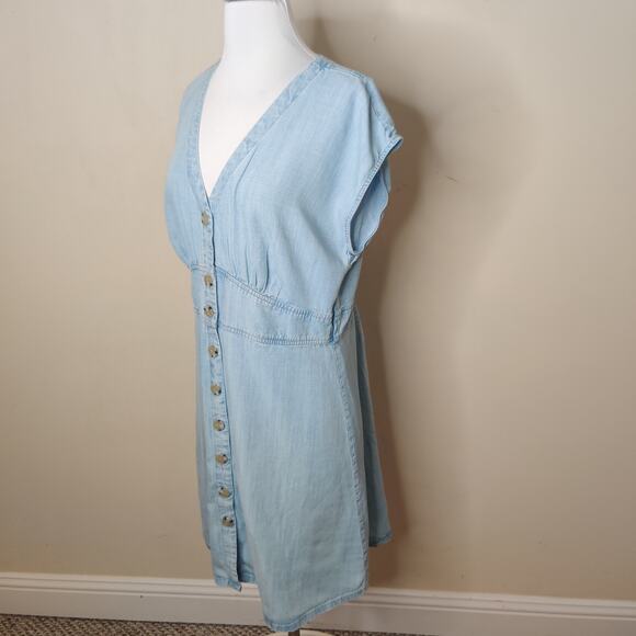 LOFT Blue Chambray Buttoned Sundress Sleeveless Mini - Picture 7 of 12